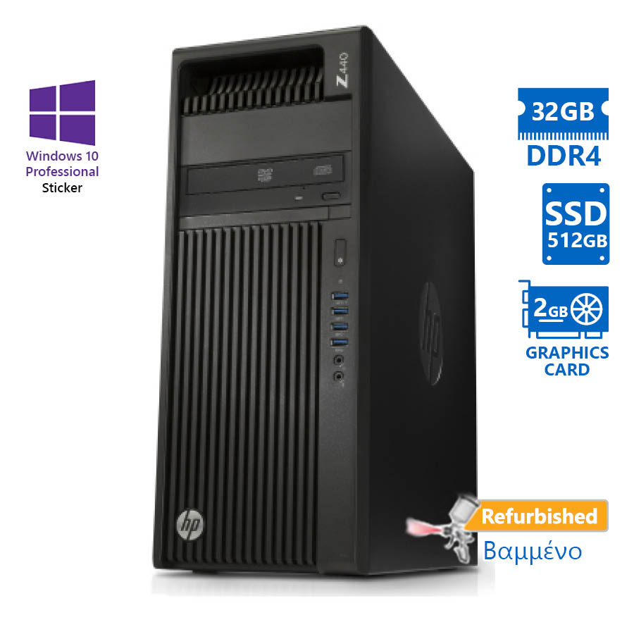 100816_1 HP Z440 Tower Xeon E5-1650v4(6-Cores)/32GB DDR4/512GB SSD/Nvidia 2GB/DVD/10P Grade A+ Workstation Re - Image 1