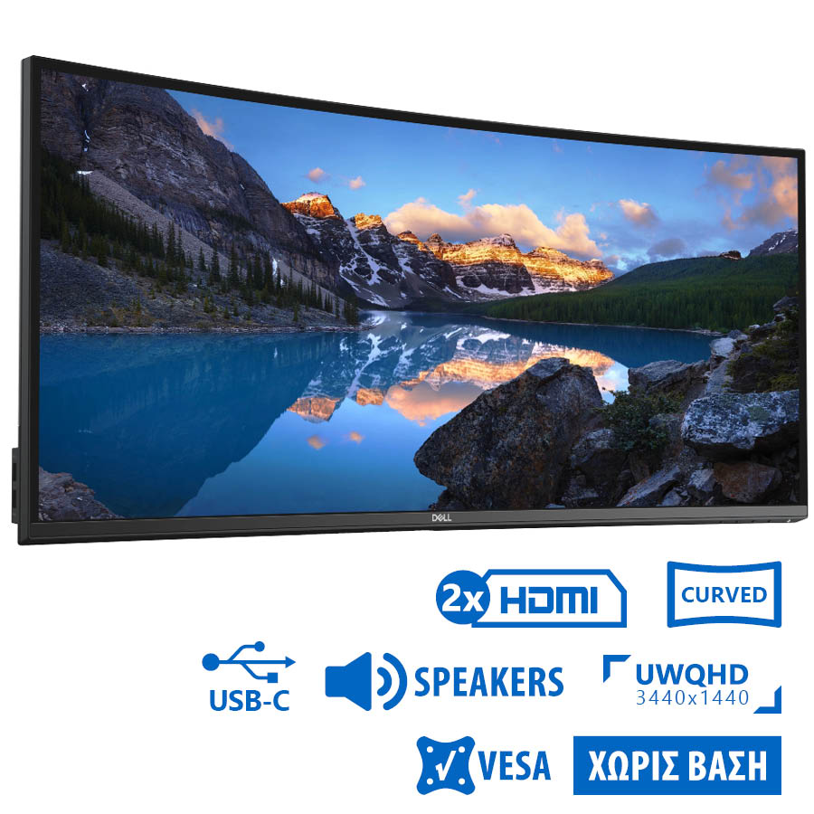 100883_1 Used Monitor U3419W Curved/Dell/34\"UW-QHD/3440x1440/Black/w/Speakers/No Stand/DP & 2xHDMI & USB Type - Image 1