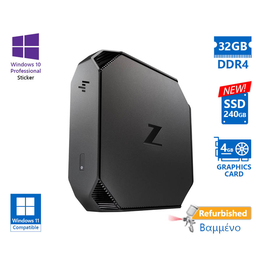 101074_1 HP Z2 G4 Mini Xeon E-2126G(6-Cores)/32GB DDR4/240GB SSD New/Nvidia Quadro P1000 4GB/No ODD/10P Grade - Image 1