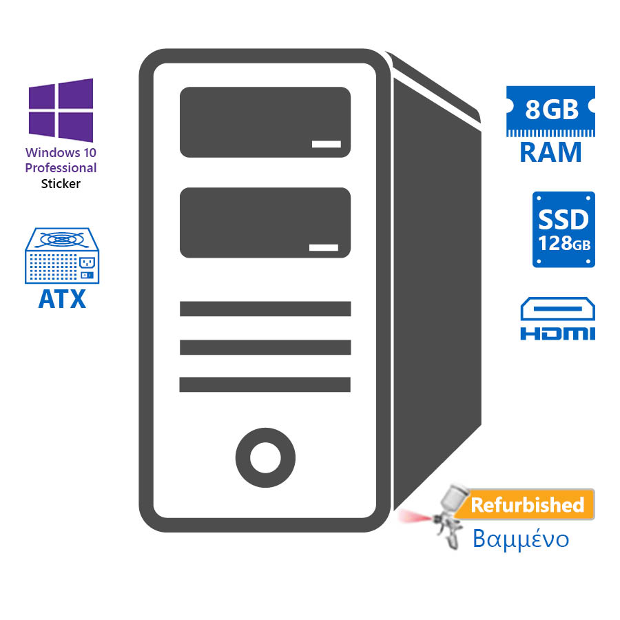 101266_1 OEM Tower i5-4590/8GB DDR3/128GB SSD/No ODD/10P Grade A+ Refurbished PC - Image 1