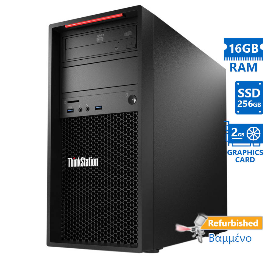 94415_1 Lenovo ThinkStation P300 Tower Xeon E3-1241v3(4-Cores)/16GB DDR3/256GB SSD/Nvidia 2GB/No ODD/8P Grad - Image 1
