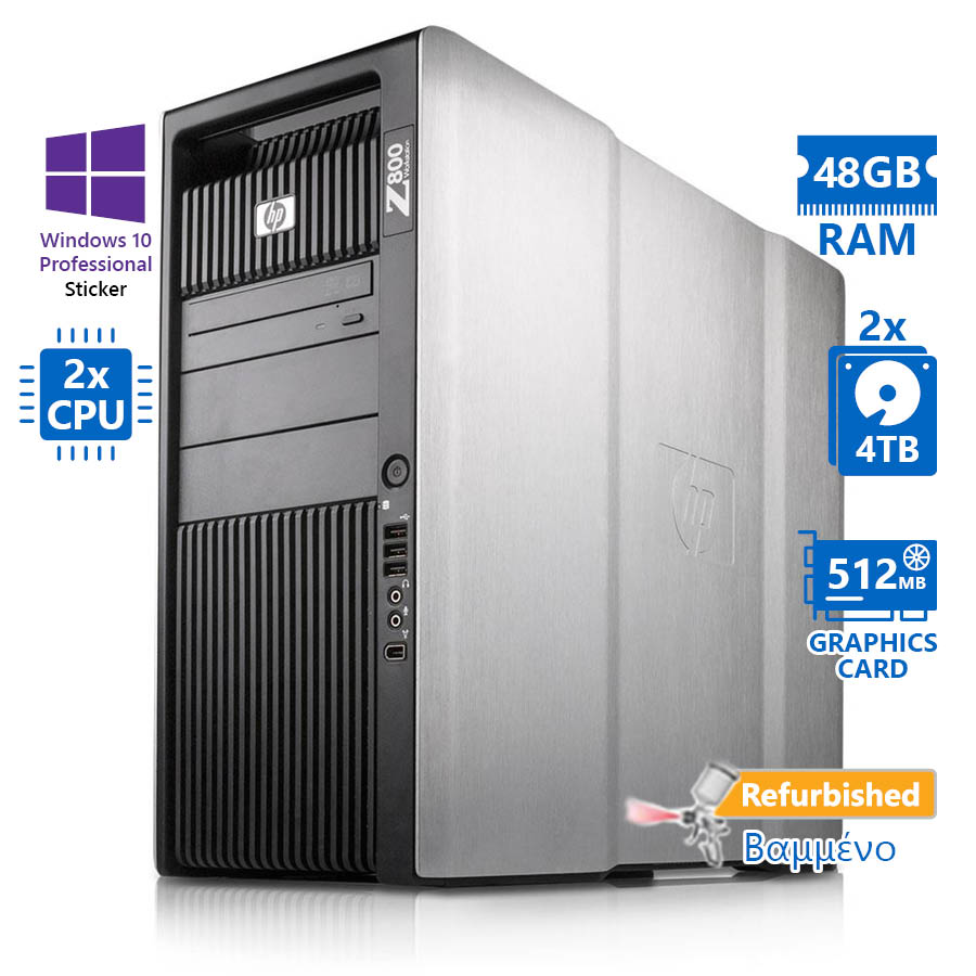 95915_1 HP Z800 Tower Xeon 2x X5677(4-Cores)/48GB DDR3/2x4TB/Nvidia 512MB/DVD/10P Grade A+ Workstation Refur - Image 1