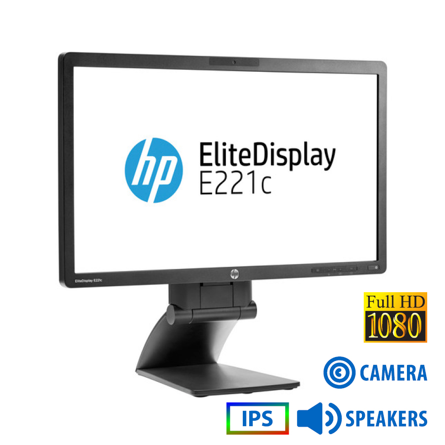 96105_1 Used (A-) Monitor EliteDisplay E221c IPS LED/HP/22\"FHD/w/Camera/1920x1080/Wide/Black/w/Speakers/Grad - Image 1