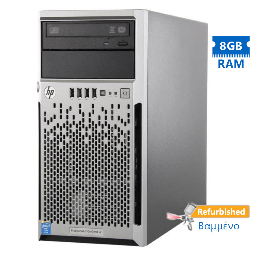 96197_1 HP Proliant ML310e Gen8v2 Server Tower G3240/8GB DDR3/No HDD/4LFF/2xPSU/DVD/P222-512MB Grade A+ Refu - Image 1