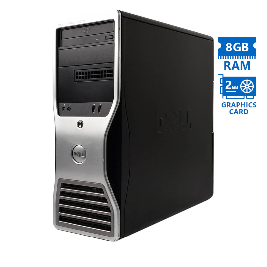 97571_1 Dell Precision T5500 Tower Xeon E5630(4-Cores)/8GB DDR3/500GB/Nvidia 2GB/DVD Grade A Workstation Ref - Image 1