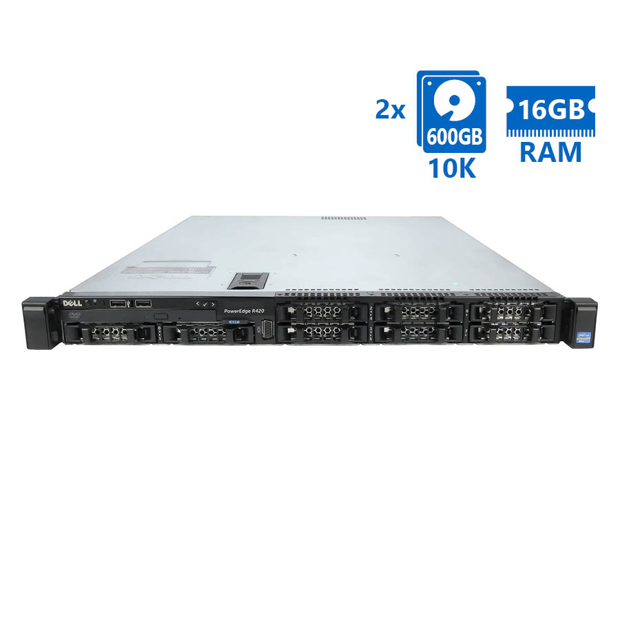 98392_1 Refurbished Server Dell Poweredge R420 R1U E5-2430(6-cores)/16GB DDR3/2x600GB 10K/8xSFF/1xPSU/No ODD - Image 1