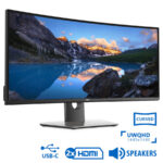 Used Monitor U3419W Curved/Dell/34\"UW-QHD/3440x1440/Black/w/Speakers/DP & 2xHDMI & USB Type-C & USB