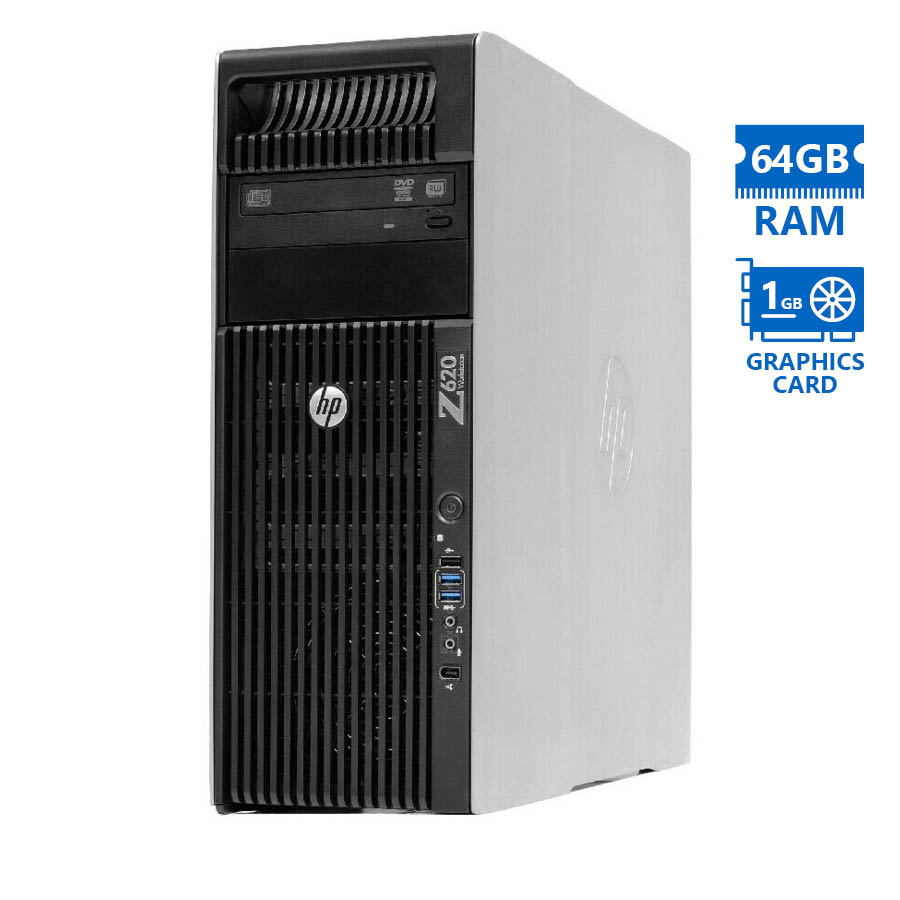 99982_1 HP Z620 Tower Xeon E5-2667(6-Cores)/64GB DDR3/500GB/Nvidia 1GB/DVD/7P Grade A Workstation Refurbishe - Image 1