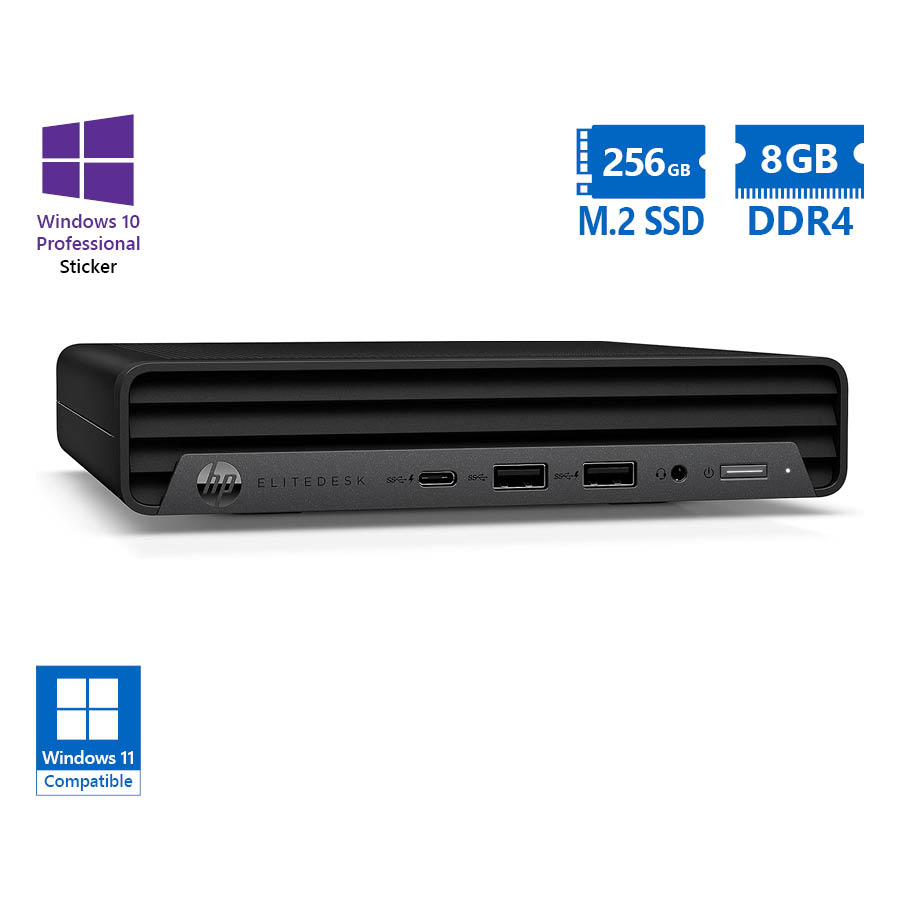 100303_1 HP (A-) EliteDesk 800G6 DM i5-10500/8GB DDR4/256GB M.2 SSD/No ODD/10P Grade A- Refurbished PC - Image 1