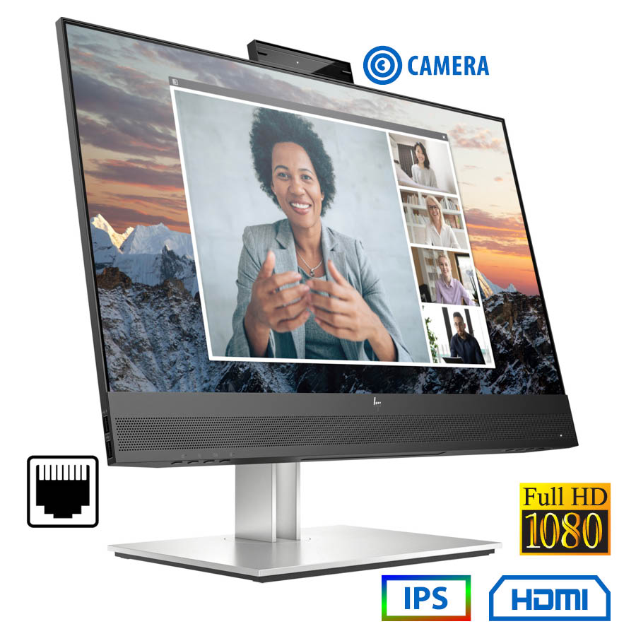 101325_1 Used Monitor E24M G4 IPS LED/HP/24\"FHD/w/Camera/1920x1080/Wide/Silver/Black/D-SUB & DP & HDMI & LAN - Image 1