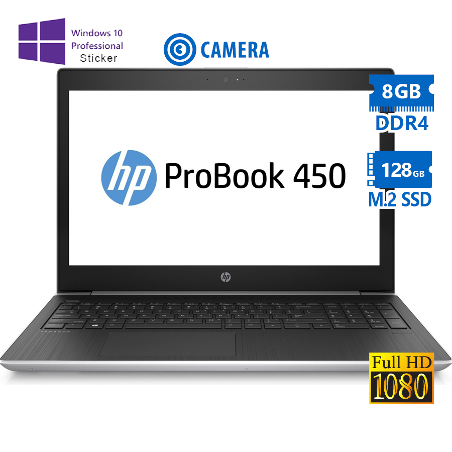 101515_1 HP (A-) ProBook 450 G5 i3-7100U/15.6”FHD/8GB DDR4/128GB M.2 SSD/No ODD/Camera/10P Grade A- Refurbish - Image 1
