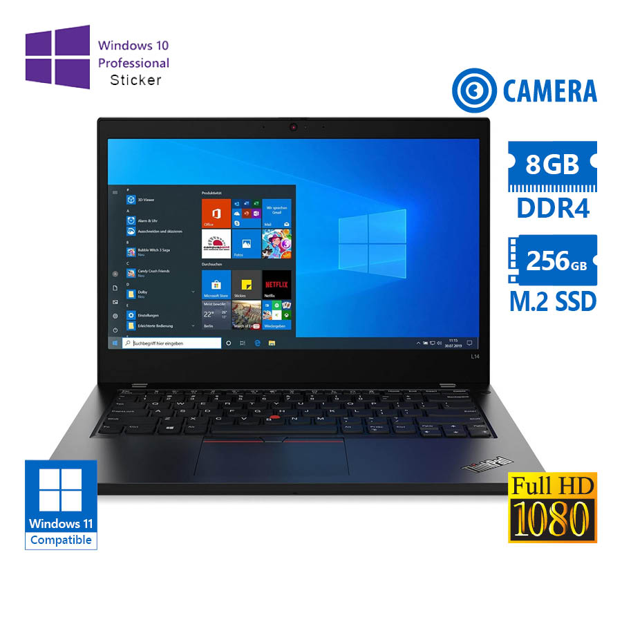 101534_1 Lenovo (A-) ThinkPad L14 Gen 1 i5-10310U/14\"FHD/8GB DDR4/256GB M.2 SSD/No ODD/Camera/10P Grade A- Re - Image 1