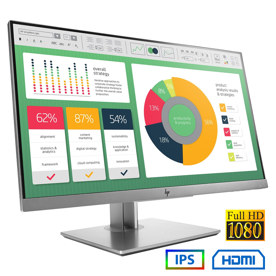 95460_1 Used (A-) Monitor EliteDisplay E223 IPS LED/HP/22\"FHD/1920x1080/Wide/Silver/Black/Grade A-/D-SUB & D - Image 1
